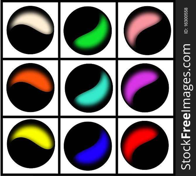 A set of half color gradient circles. A set of half color gradient circles