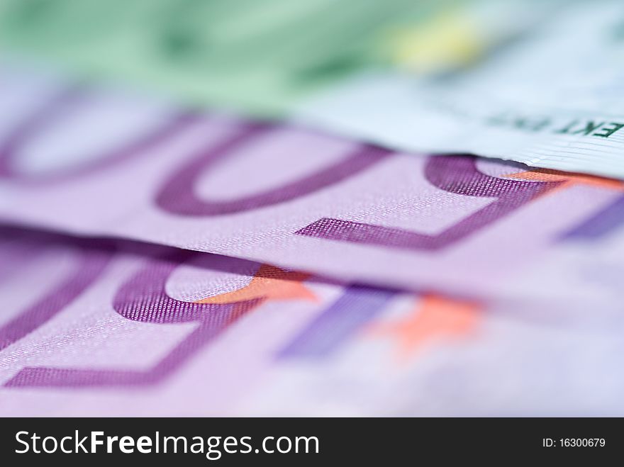 Extreme close up of various european bills. Extreme close up of various european bills