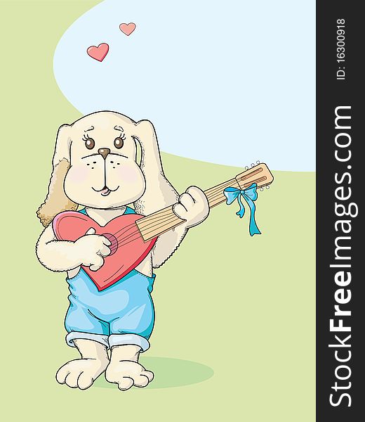 Puppy With Guitar