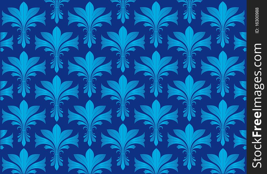 Seamless elegant wallpaper. Art background. Illustration of blue.