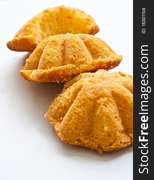 Sweet bread on white background
