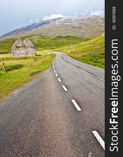 Scotland, Sutherland. Road prospective, useful conceptual of trip. Scotland, Sutherland. Road prospective, useful conceptual of trip