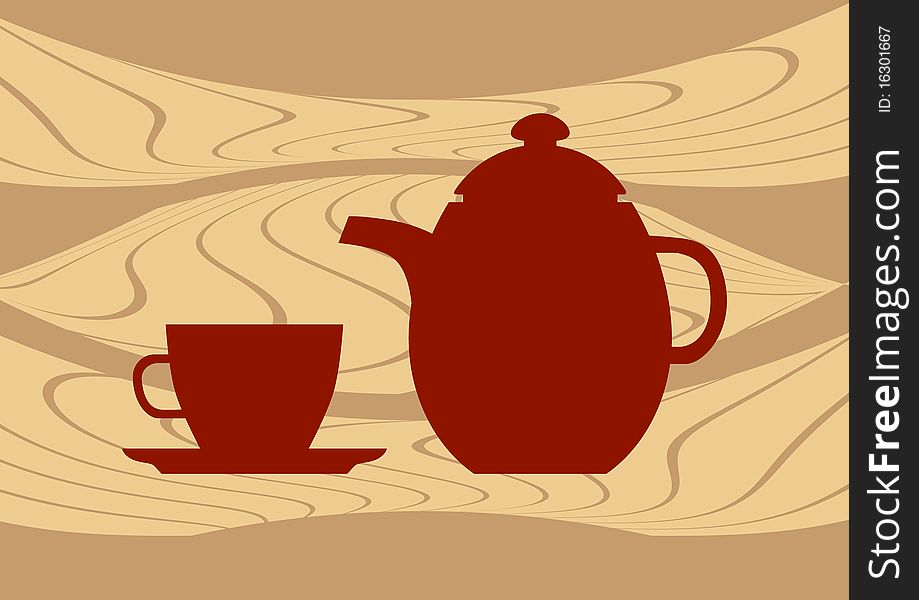 Brown teapot on a abstract background