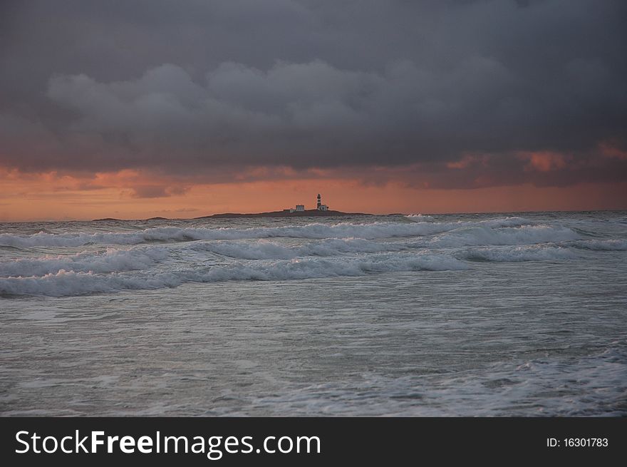 Light house outside the Bore beach in Rogalad-West coast of Norway