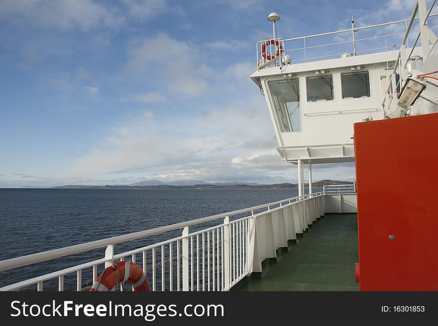 View from the ferry heading towards the island of Arran in Scotland. View from the ferry heading towards the island of Arran in Scotland