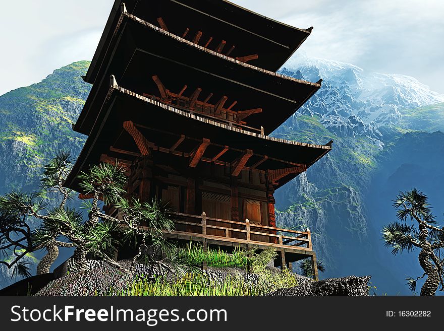 Buddhist Zen Temple in the mountains