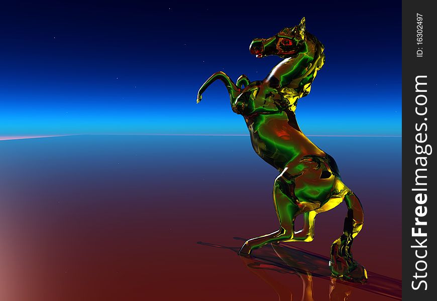 3d rendered yellow glass horse