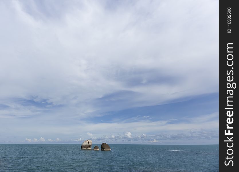 Sea with family stones at Samui,Thailand