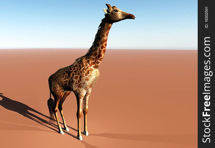 Rendered 3d giraffe on brown