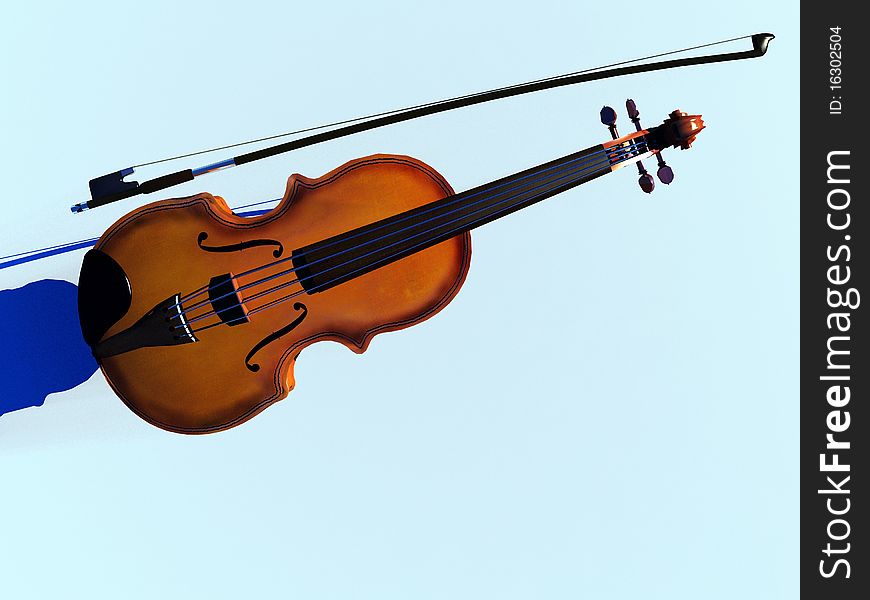 3d rendered violin on white