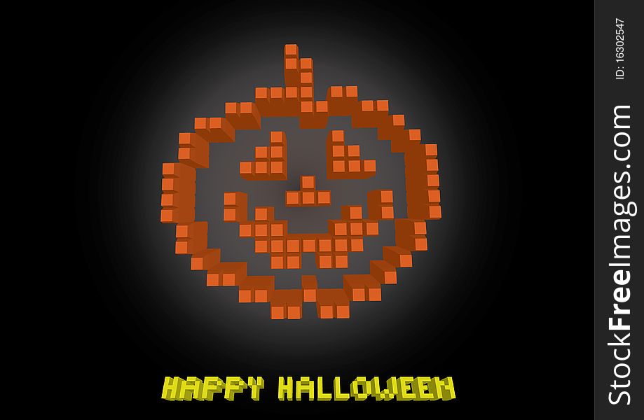Helloween pumpkin in pixels - illustration