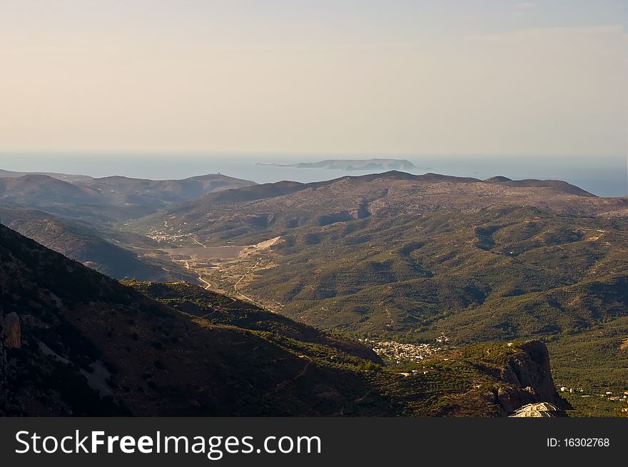 Panoramic landscape over  Mountains in Crete, Greece. Panoramic landscape over  Mountains in Crete, Greece
