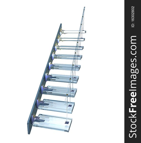 Transparent blue glass ladder with gold insertion