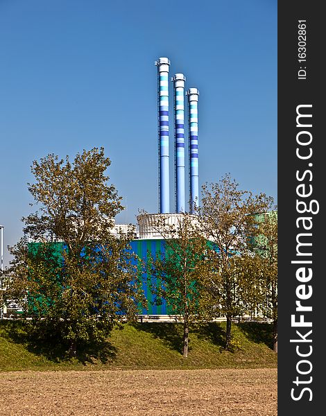 Buildings of an Industry Park in beautiful landscape near Frankfurt