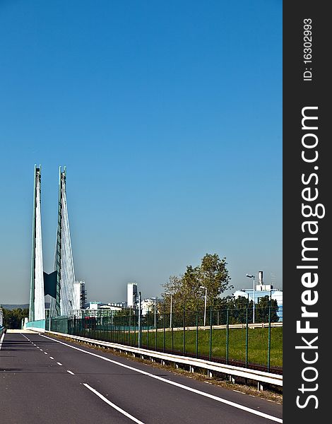 Bridge of an Industry Park in beautiful landscape near Frankfurt