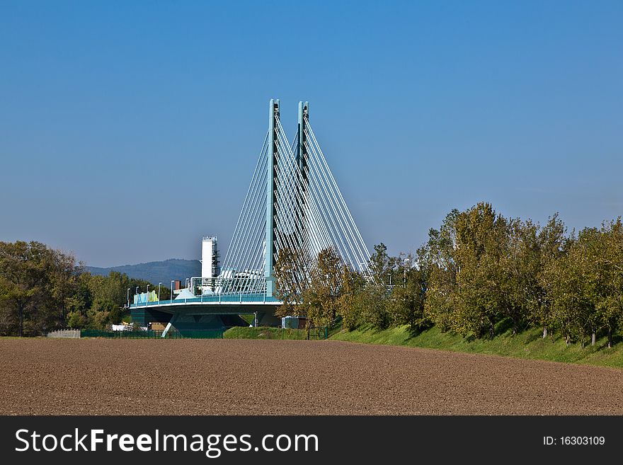 Bridge of an Industry Park in beautiful landscape near Frankfurt