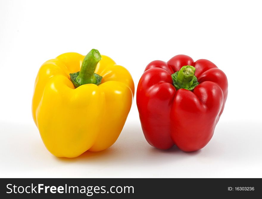 Red and Yellow Pepper isolated on white background