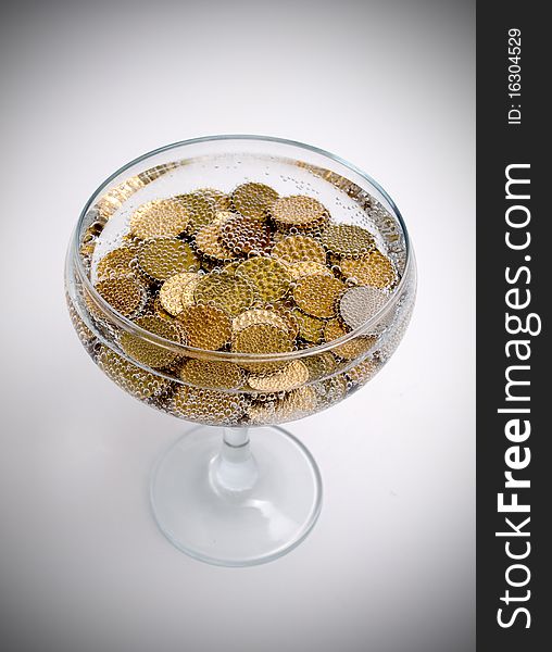 Photo of money in a wine glass. Photo of money in a wine glass