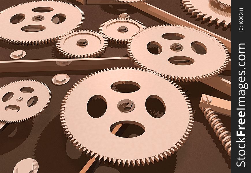 Image of various 3D gears. Image of various 3D gears.