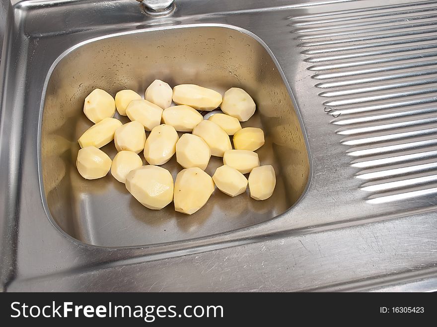 Refined potatoes on a kitchen