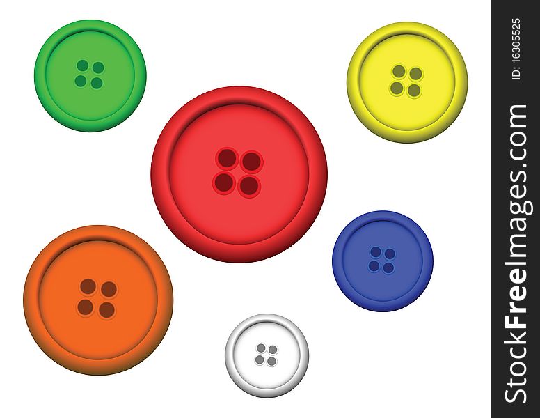 Six multi  colored  buttons