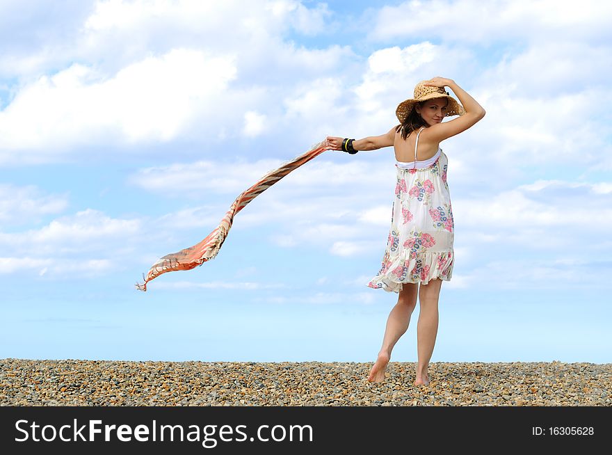 Young Woman On The Beach.