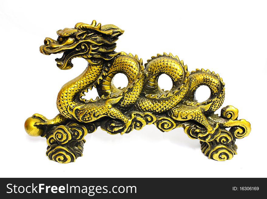 Golden dragon on white