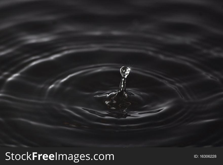 Water drop as black color background