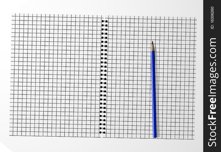 Vector Pretty Spiral Notebook with blue Pencil