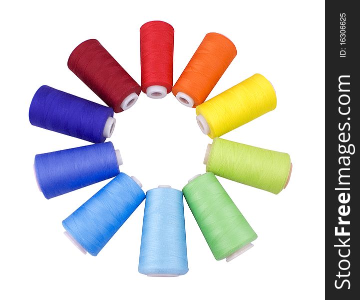 Nice colorful bobbins isolated on white background with clipping path