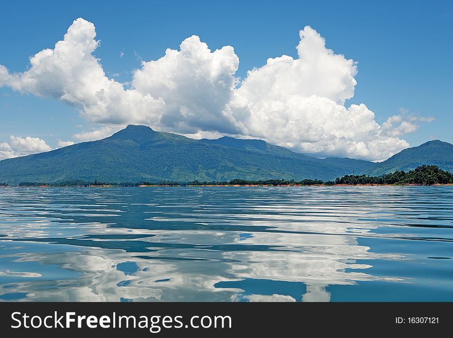 Nam Ngum reservoir in Laos, lake for stream produktion in Vientiane province