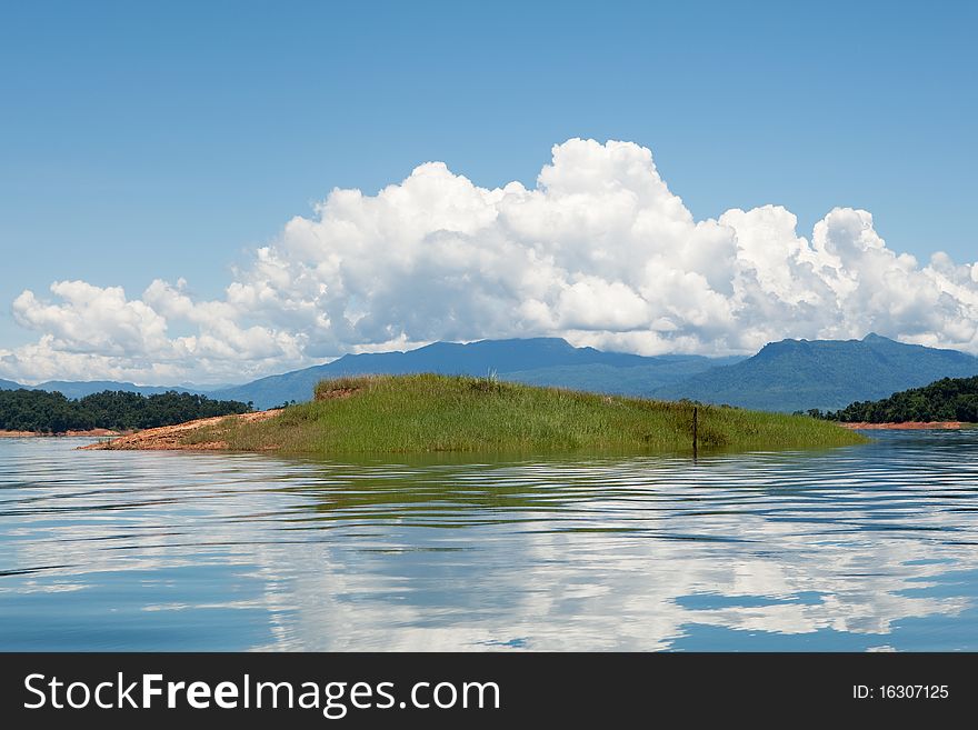 Nam Ngum reservoir in Laos, lake for stream produktion in Vientiane province