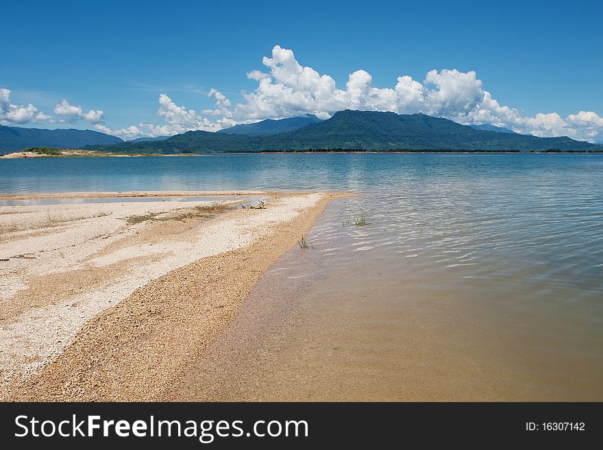 Nam Ngum reservoir in Laos, lake for stream produktion in Vientiane province
