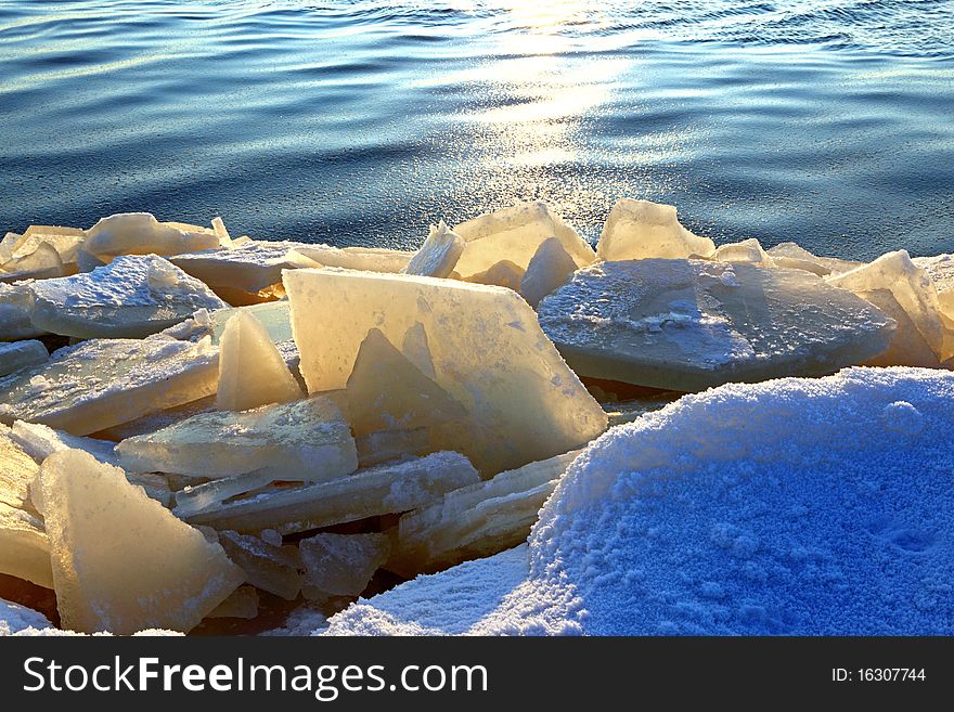 A sea in the sunny winter day