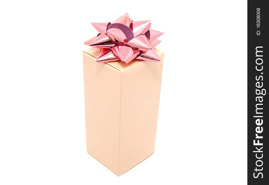 Gift box with ribbons, isolated on white background