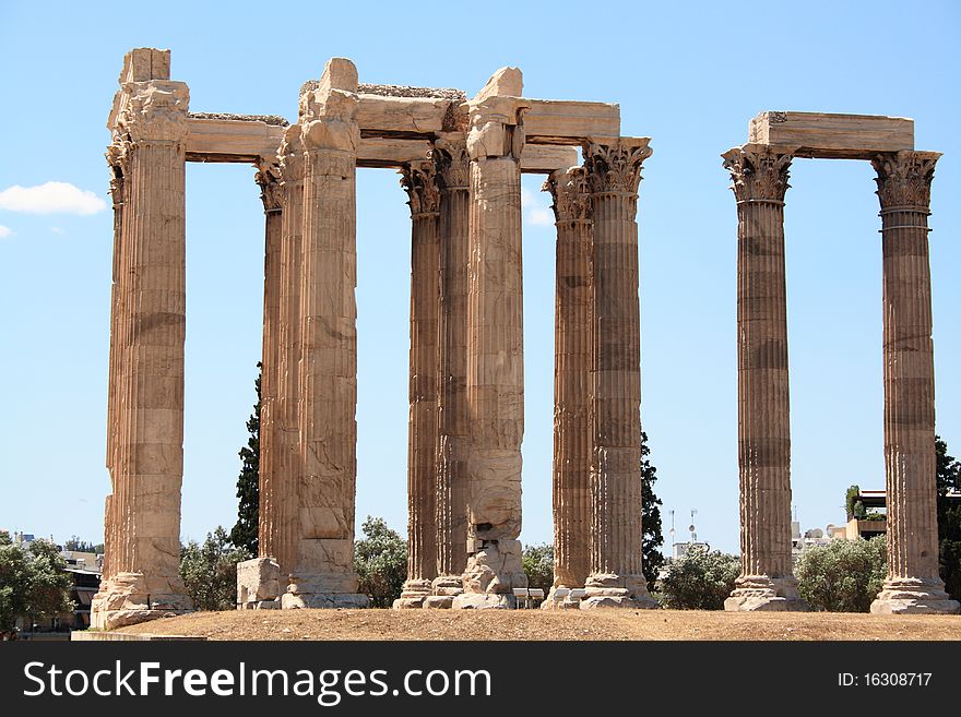 Ruins of greek temple in Athens