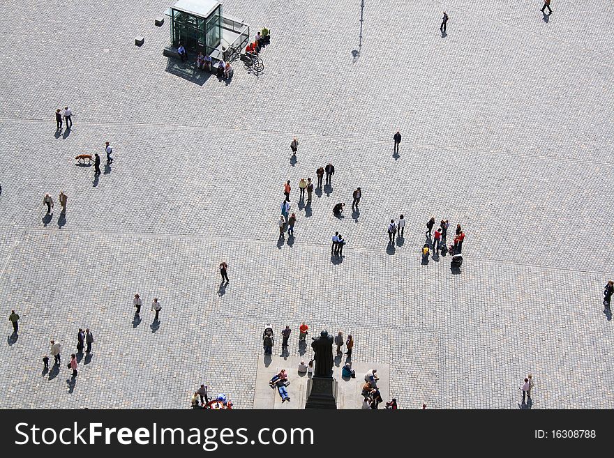 People on a public square. People on a public square