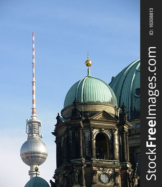Berlin Dome and broadcasting tower. Berlin Dome and broadcasting tower