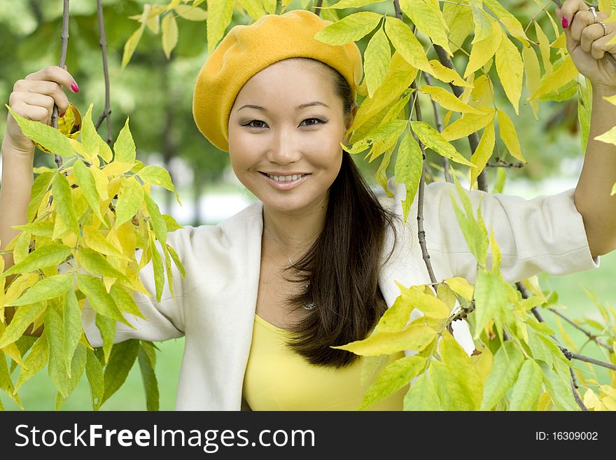 Girl walking in autumn park. Girl walking in autumn park