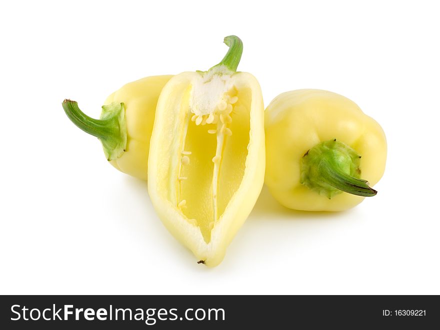 Ripe yellow bell pepper isolated