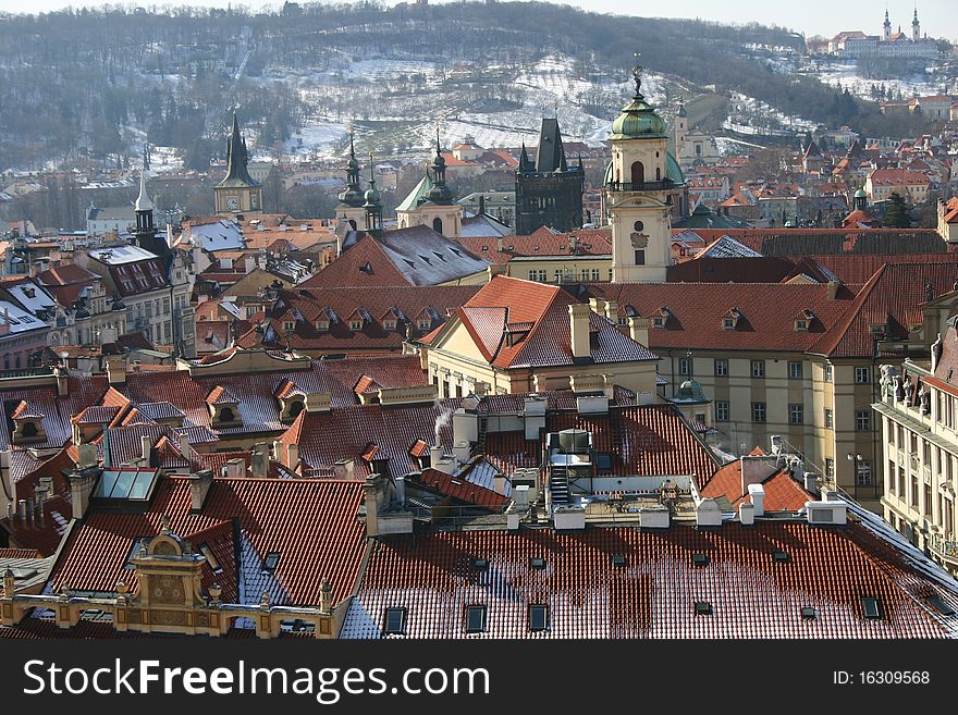 Prague roof tops and churches