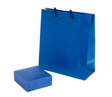 Blue Shopping Bag And Box Stock Image