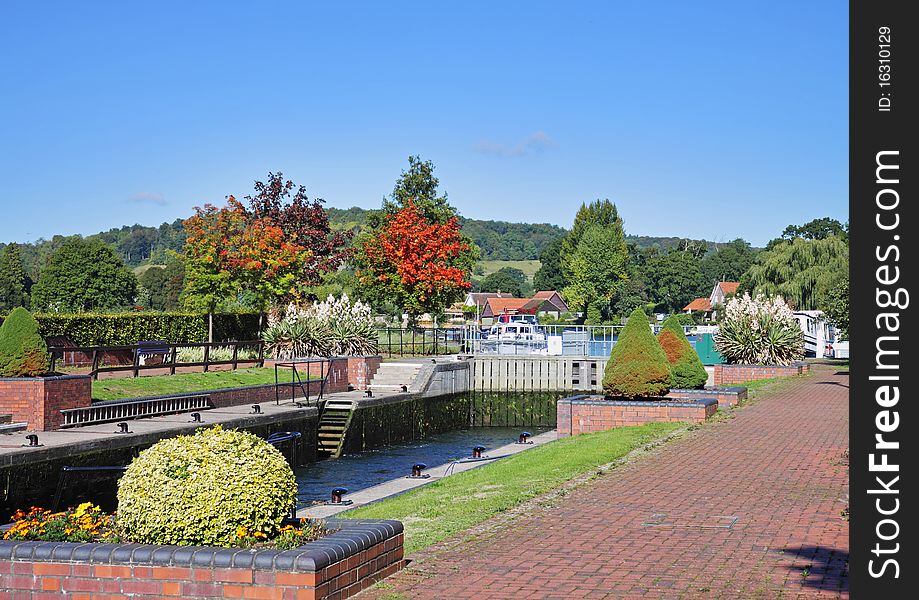 Lock On The River Thames In England