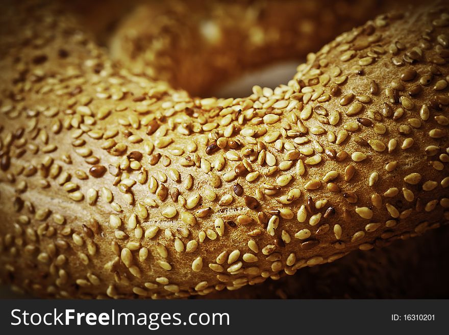 Bread detail with sesames seeds. Bread detail with sesames seeds