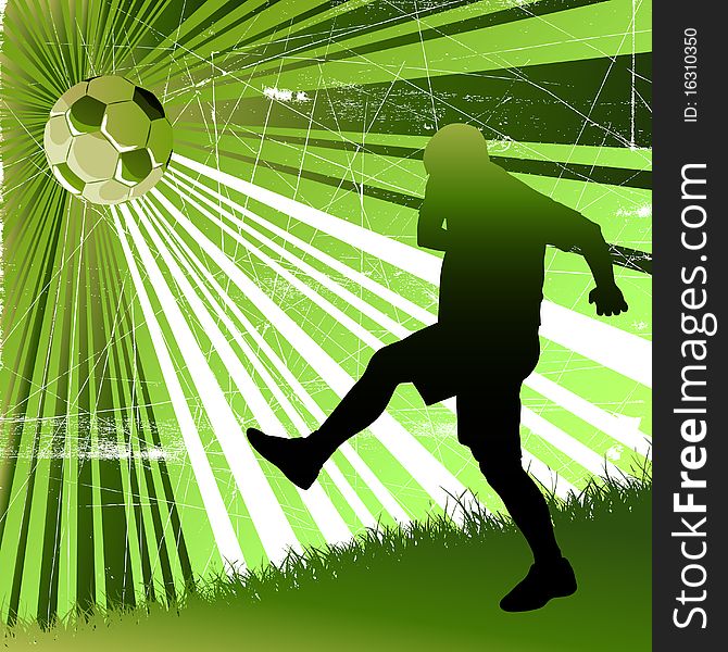 Soccer player silhouette with grunge background vector