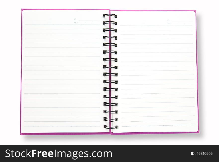 Open Blank Pages Purple Note Book Isolate On White Background