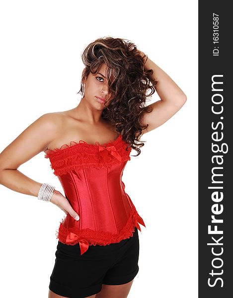 Pretty Girl In Red Corset.