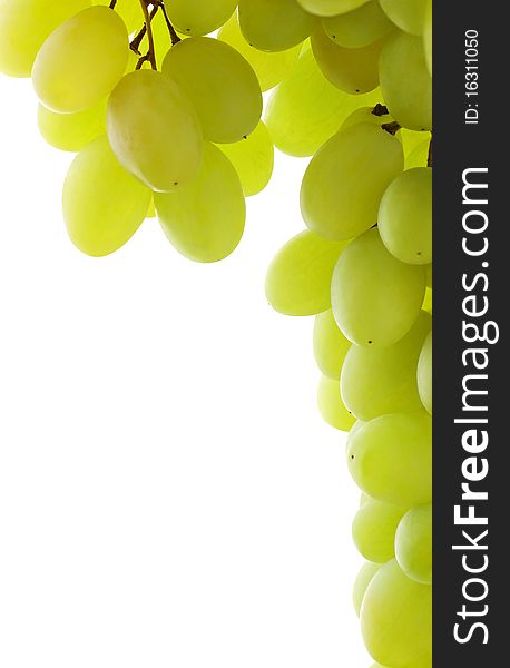 Green grapes over white background
