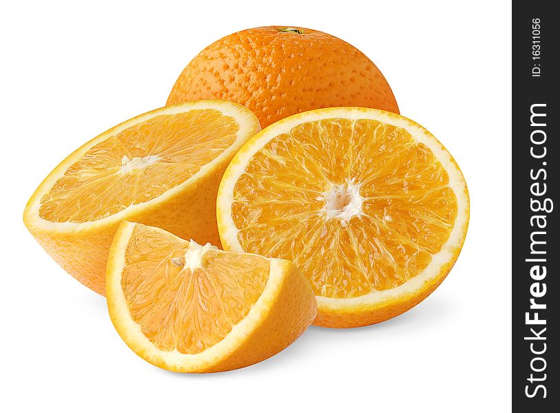 Oranges over white background with shadow. Oranges over white background with shadow