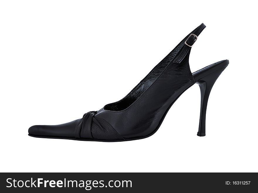 Black ladies shoes on a white background